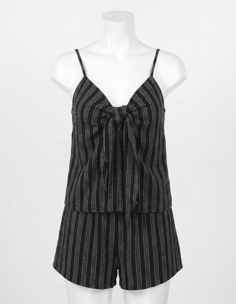NEW SADIE & SAGE jada striped tie front tank in black/ grey
